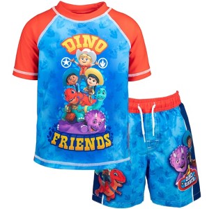 Dino Ranch Miguel Clover Tango Rash Guard and Swim Trunks Outfit Set Toddler - 1 of 4