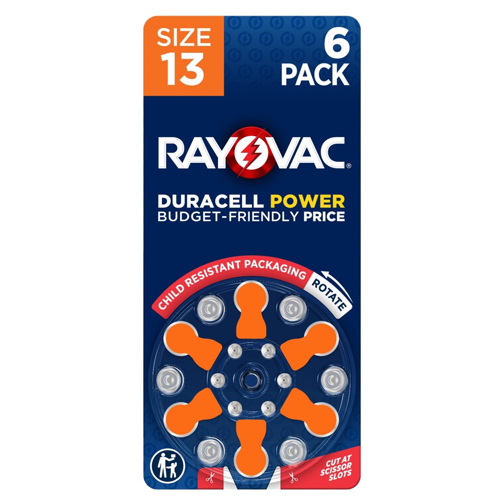 Photos - Battery Rayovac Hearing Aid  Size 13 6pk - Orange: 1.4V, Device-Specific, Single-Use 