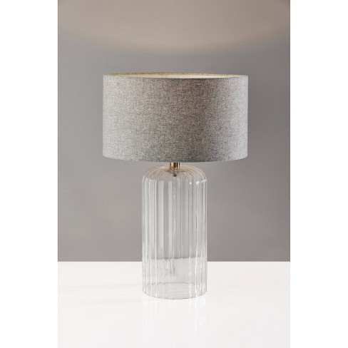 Large Carrie Table Lamp Clear Ribbed, Large Glass Table Lamps Uk