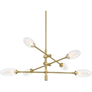 Possini Euro Design Evelyn 33" Modern Chandelier Ceiling Light Fixture Dining Room Over Table Kitchen Island Sputnik 6-Light LED Brushed Gold Finish - 1 of 4