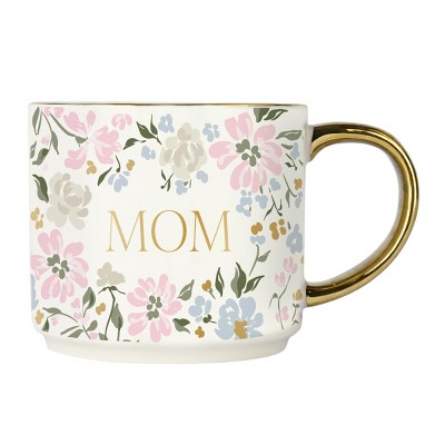 Sweet Water Decor Mom Floral Gold Handle Coffee Mug -17oz
