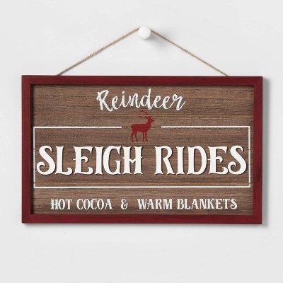 16" 'Sleigh Rides' Wood Wall Sign - Wondershop™