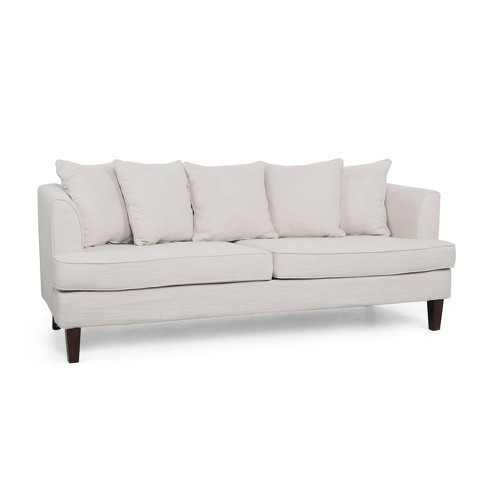 Fairburn Contemporary Pillow Back 3 Seater Sofa Beige/Espresso -  Christopher Knight Home