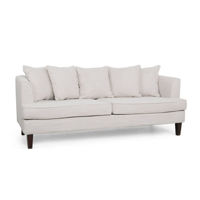 Fairburn Contemporary Pillow Back 3 Seater Sofa Beige/Espresso - Christopher Knight Home, 1 of 8