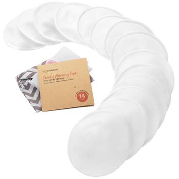 KeaBabies 14pk Organic Nursing Pads, Washable Breast Pads for Breastfeeding, Reusable Nipple Pads, Breastfeeding Essentials (Soft White, X-Large)