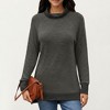Anna-Kaci Women's Long Sleeve Cowl Neck Top with Contrast Cuffs and Hem - 3 of 4