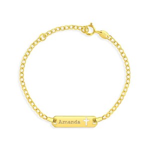 Girls' Cross Cut Out Identification Curb Chain Bracelet 14k Gold -  In Season Jewelry - 1 of 2