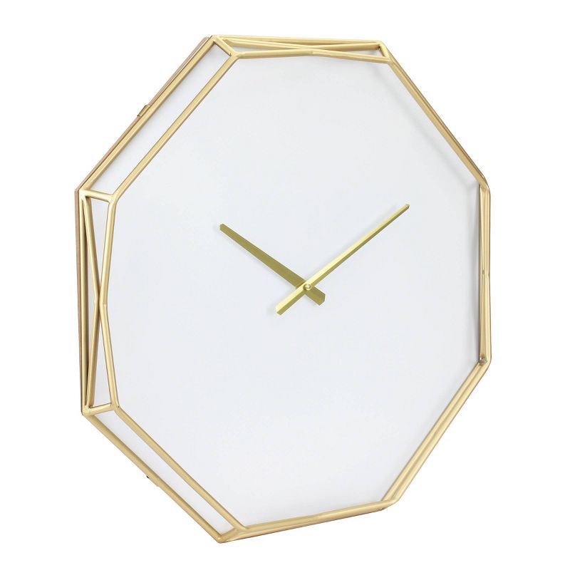 22&#34; Octagon Open Face Wall Clock White/Gold - Stonebriar Collection, 3 of 8