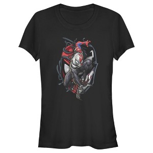 Juniors Womens Marvel Spider-Man Venom Mask Symbol T-Shirt - 1 of 3