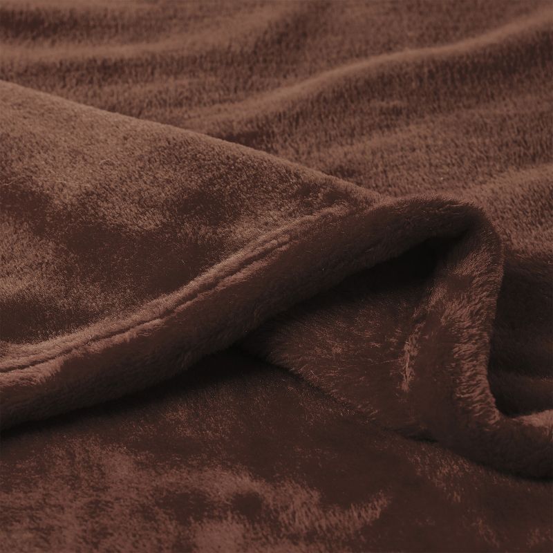 Velvet Throw - Oversized Microfiber Velvet Solid Polyester Throw Blanket - Breathable by Hastings Home (Mocha Brown), 3 of 9