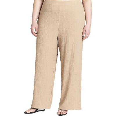 ELOQUII Women's Plus Size Textured Wide Leg Pant