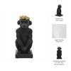 Resin Monkey Figurine with Gold Rose Crown - Elegant Polyresin Statue for Home, Office, Bedroom, and Living Room Decor - Sculpted Ornament - 8" Black - 3 of 4