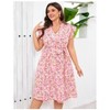 Plus Size Women's V-Neck Dress Casual Ruffle Sleeve Belted Flowy Midi Dress Summer Dresses - 3 of 4