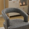 CAVINAS 25.79" Wide Modern Barrel Chair, PU Leather Upholstered Accent Chair with Open Back and Solid Wood Legs, Dark Gray - 4 of 4
