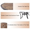 CLIHOME Outdoor 48" Round Porcelain Tile Cast Aluminum Dining Table With Umbrella Hole - 3 of 4