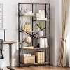 COUCHETA  70 Inch Tall 6-Tier Bookcase Adjustable , Rustic Farmhouse Industrial Open Shelf, Wood & Black Metal (Retro color) - 2 of 4