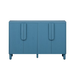 Vynxaria Decorative Navy 4-Door Storage Cabinet ¨C Curved Handle Sideboard with Adjustable Shelves - 1 of 4