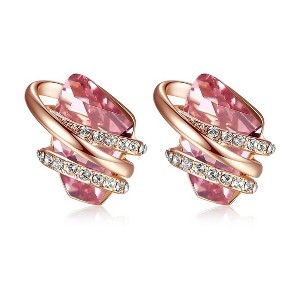 Leafael Wish Stone Stud Earrings with Birthstone Crystals, 18K Rose Gold Plated or Silver-tone - 1 of 4