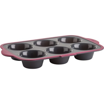 Trudeau Structure Silicone Pro 20 Cavity Mini Muffin Pan, Gray/Pink 