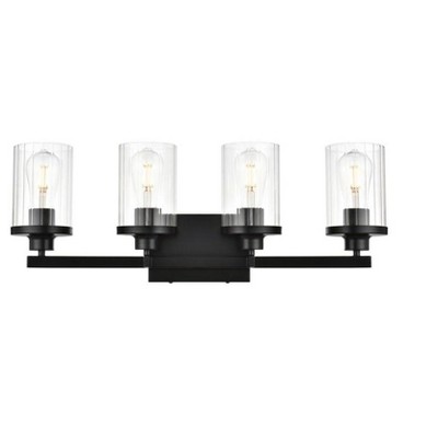 Elegant Lighting Saanvi 4 light Black and Clear Bath Sconce