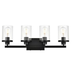 Elegant Lighting Saanvi 4 light Black and Clear Bath Sconce - 1 of 4