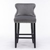 SKRAN Contemporary Velvet Upholstered Back Barstools With Solid Wood Legs And Nailhead Trim,Leisure Style Bar Chairs For Kitchen Island Counter - 4 of 4