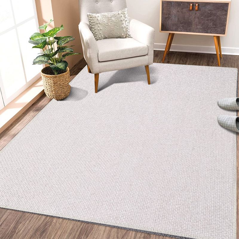 Modern Solid Textured Area Rug Machine Washable Stain Resistant Non-Slip Floor Cover Carpet, 3 of 8
