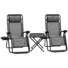 TiramisuBest Zero Gravity Reclining Chair Set w/ Side Table, Cupholders & Pillows for Pool/Backyard/Lawn/Beach (Gray) - 3 of 4