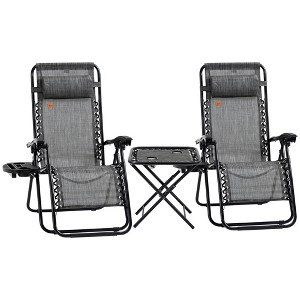 TiramisuBest 2 PCS Folding Chaise Lounge Pool Chairs,Outdoor Sun Tanning Chairs with 5-Level Reclining Back,Steel Frame for Beach,Yard,Patio,Dark Gray - 1 of 4