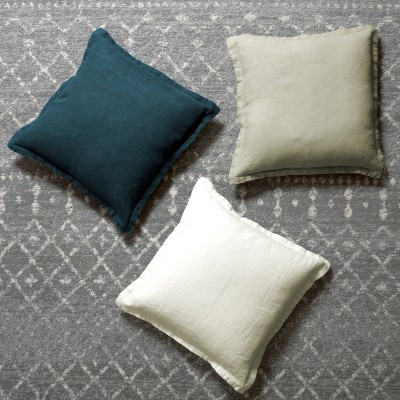 Sage Green Linen Decorative Pillow with Flange 20" x 20"