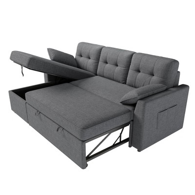 AMERLIFE Sectional Sofa with Double Storage Chaise,Reversible Pull Out Couch for Living Room