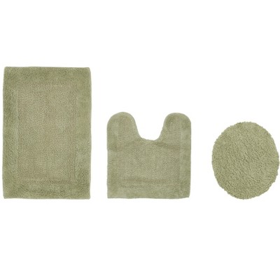 Edge Bath Rug 100% Premium Cotton Ultra-Soft Water Absorbent Tufted Solid Reversible 3 Piece Bathroom Rug Set for Machine Washable Bathmat