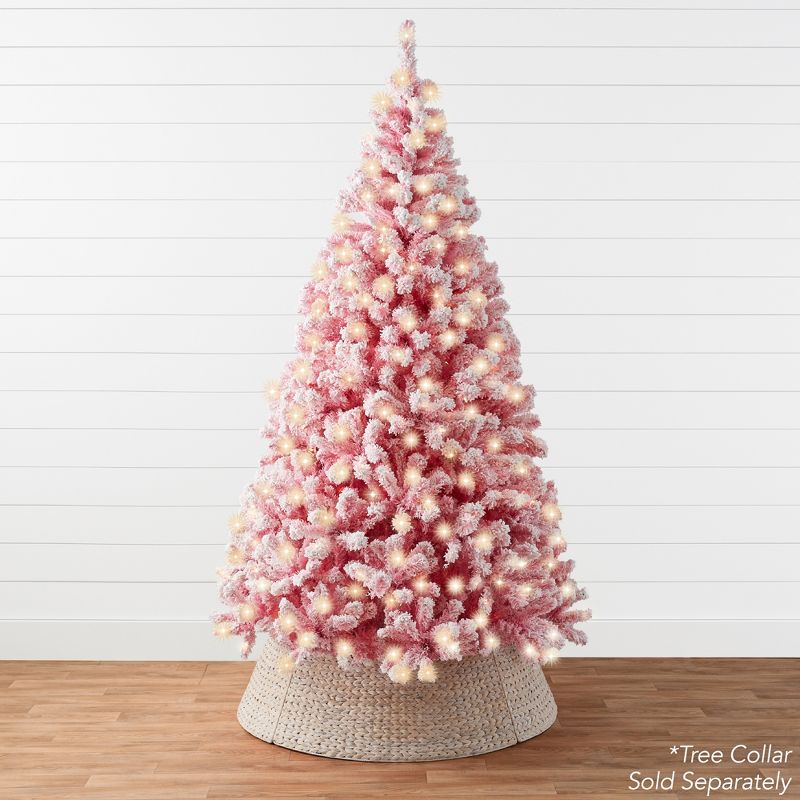 Best Choice Products Prelit Pink Artificial Christmas Tree, Snow Flocked Fir Holiday Decoration, 3 of 9