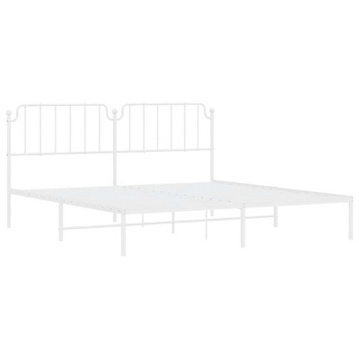 vidaXL Metal Bed Frame without Mattress with Footboard White Queen