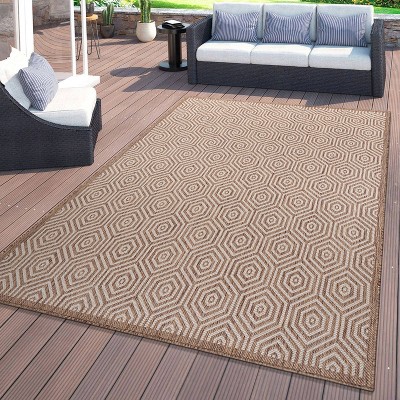 Modern Geometric Brown Synthetic 8' x 10' Flatwoven Area Rug
