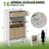 Shoe Storage Cabinet with 2 Flip Drawers & Large Drawer, Farmhouse Fluted Shoe Organizer with Metal Legs - 2 of 4