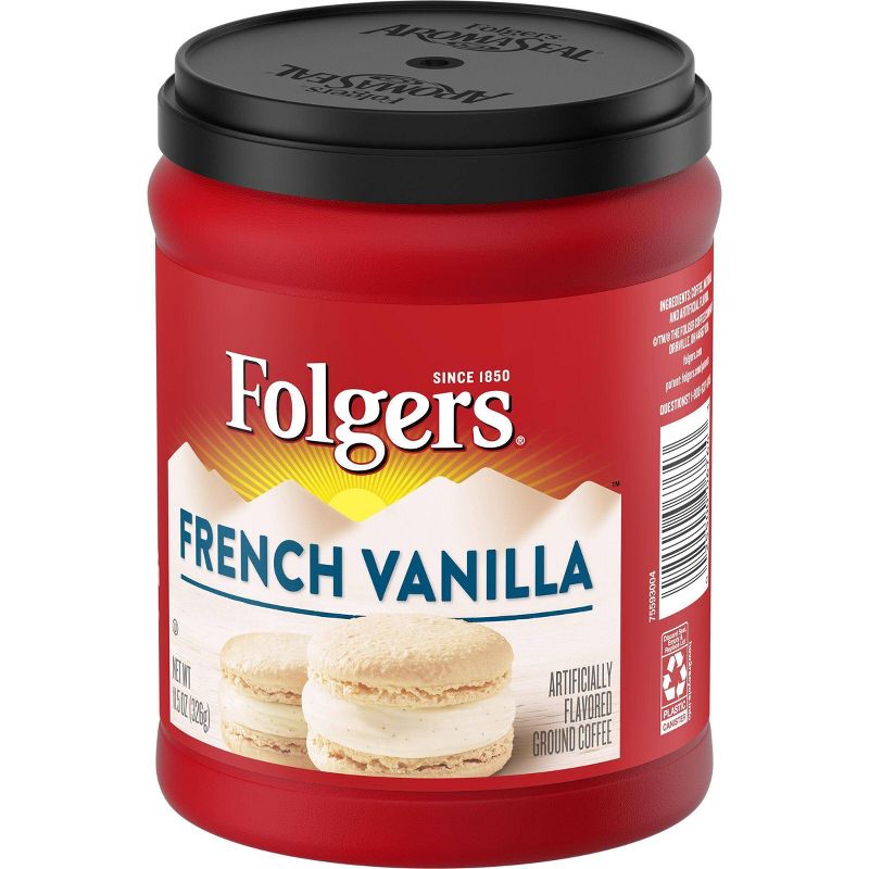 Folgers Flavors French Vanilla Mountain Grown Medium Roast Ground Coffee - 11.5oz, 1 of 8