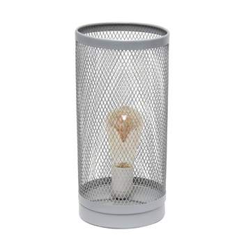 Mesh Cylindrical Steel Table Lamp Gray - Simple Designs