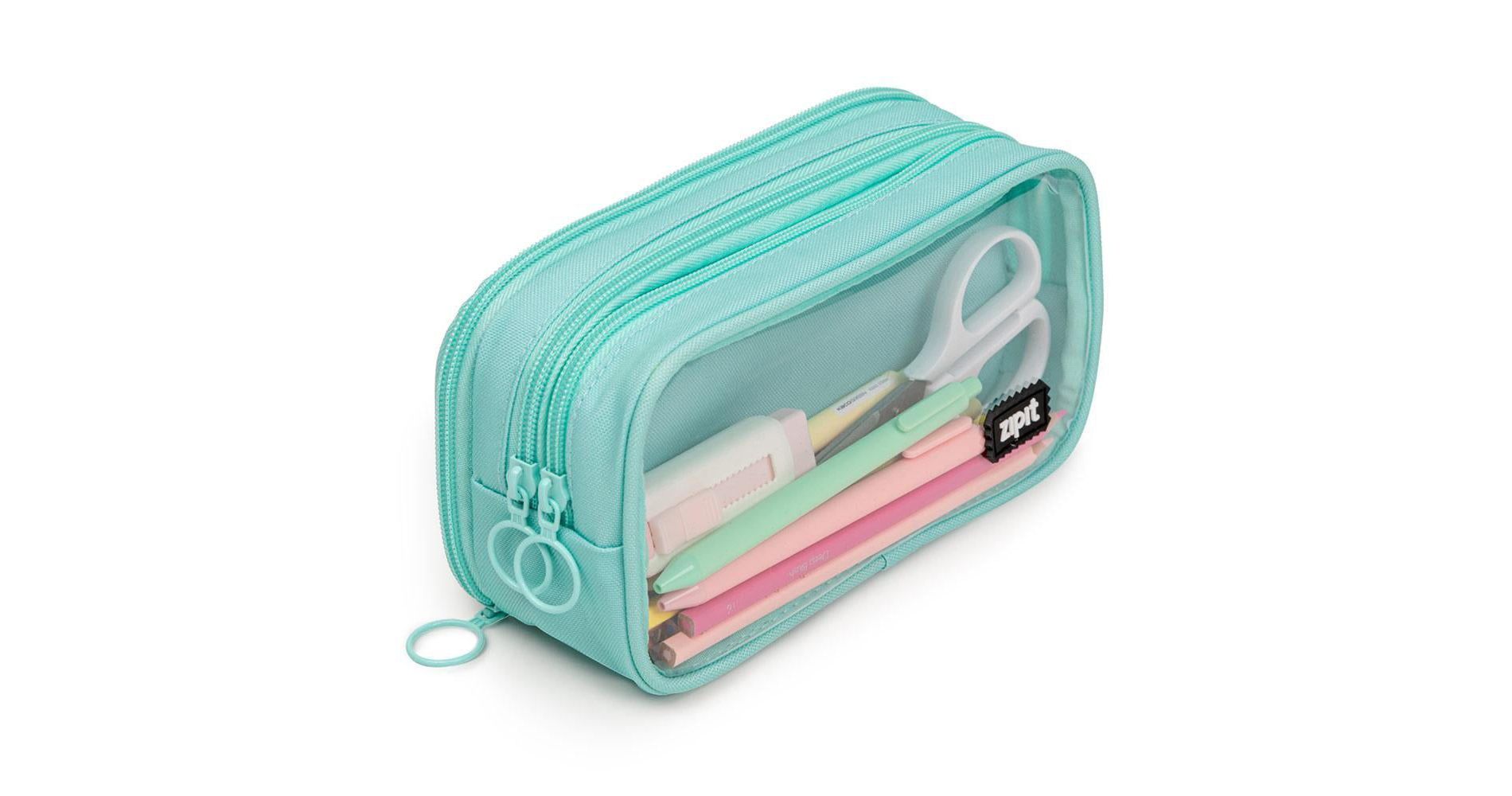 ZIPIT Half & Half Pencil Case for School, Mint