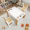 Hrinhom Wooden Kids Play Table and 2 Chairs Set with Storage Compartments - 2 of 4