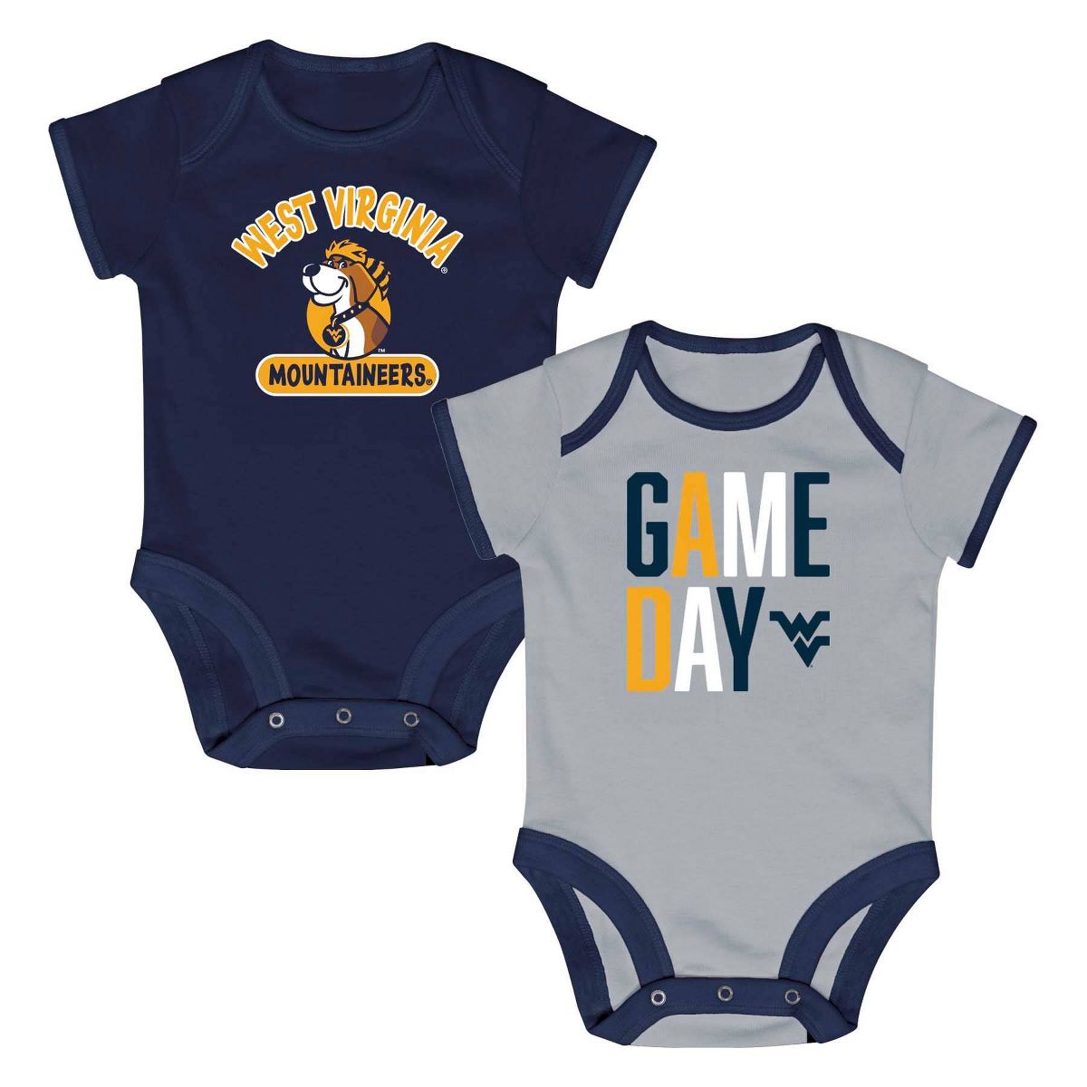 NCAA West Virginia Mountaineers Newborn 2pk Bodysuit