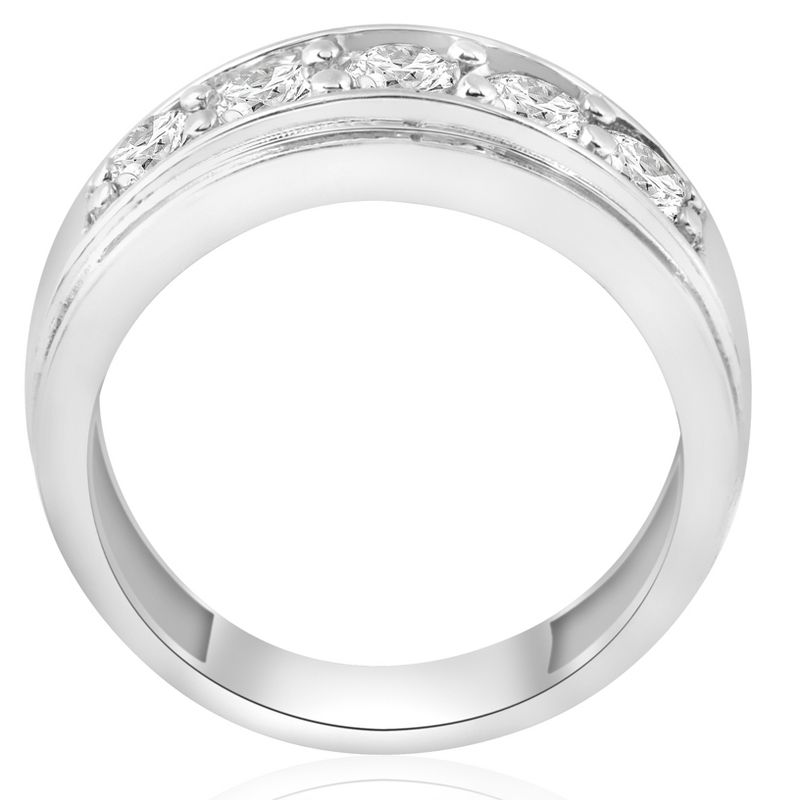 Pompeii3 1 ct Mens Diamond Five Stone Wedding Ring 10k White Gold, 2 of 6