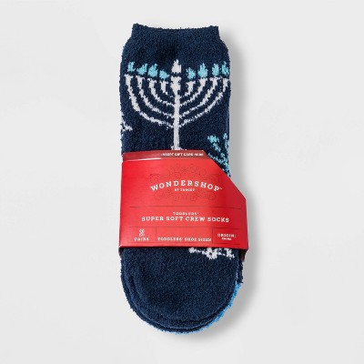 Toddler 2pk Hanukkah Cozy Crew Socks with Gift Card Holder - Wondershop™ 2T-3T Navy