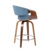 Fixed Fabric Mid-Century Modern Swivel Counter Stool with Curved Wood Armrests for Home Kitchen or Bar (Set of 2) - 4 of 4