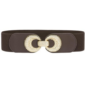 INSPIRE CHIC Women's Elastic Belt Alloy Double Ring Buckle Fashion Suitable for Skirt Dress - 1 of 4