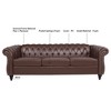 Lycvki 84.65" PU Rolled Arm Chesterfield 3-Seater Sofa - 3 of 4