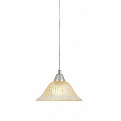 Toltec Lighting Any 1 - Light Pendant in  Brushed Nickel with 10" Amber Crystal  Shade