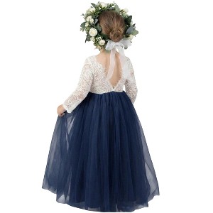 chinese dress ladies Little Girls Flower Embroidered Lace Dress