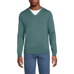 Lands' End Men's Fine Gauge Cotton V Neck Sweater - 1 of 3