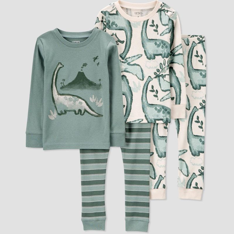 Carter's Just One You® Toddler Boys' Dinosaurs Long Sleeve Pajama Set - Green, 1 of 8